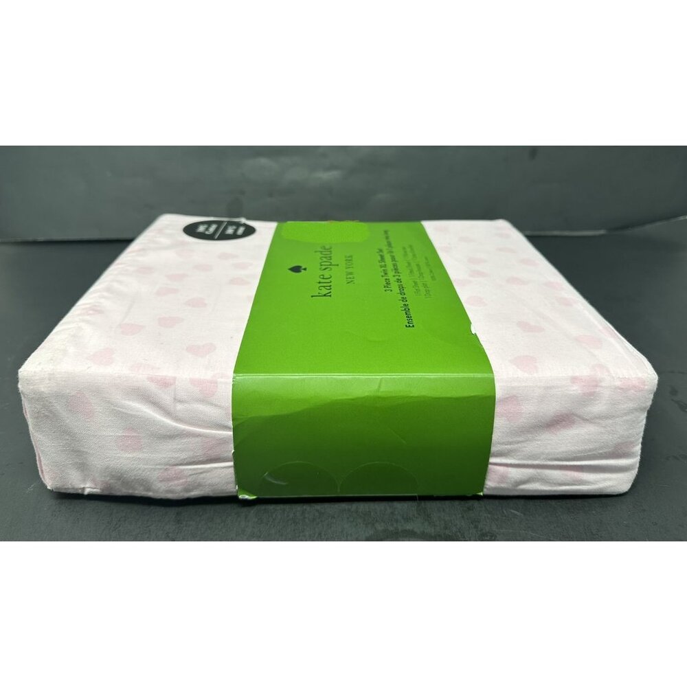 KATE SPADE HOLIDAY SCATTERED HEARTS Chalk Pink EXTRA LONG TWIN Sheet Set NEW NIP - Picture 4 of 9